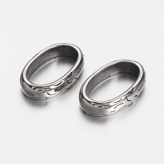 304 Stainless Steel Slide Charms, Oval