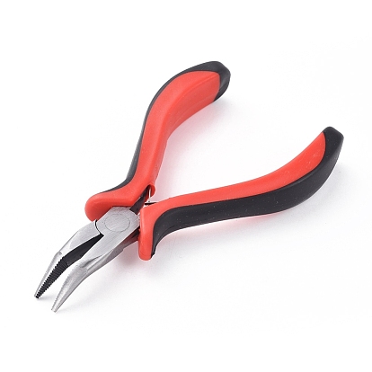 Carbon Steel Jewelry Pliers, Bent Nose Pliers, Serrated Jaw, Polishing, 135mm