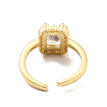 Прямоугольное открытое кольцо-манжета из прозрачного кубического циркония, стеллаж для латунных украшений для женщин, без кадмия и без свинца