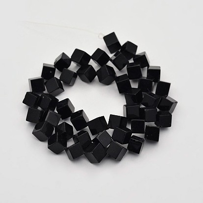 Cubo de hebras de cuentas de ónix natural, 9x8x6 mm, agujero: 1 mm, sobre 48 unidades / cadena, 15.7 pulgada