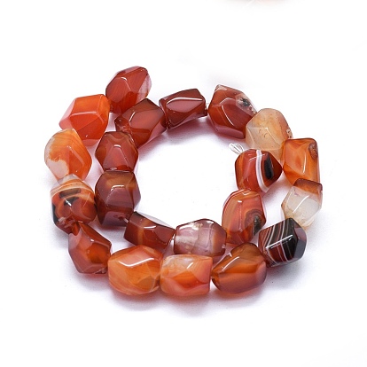 Natural Banded Agate/Striped Agate Beads Strands, Dyed & Heated, Nuggets