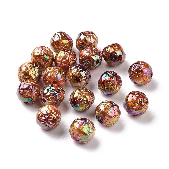 Placage uv perles acryliques irisées arc-en-ciel, une feuille d'or, bourgeon
