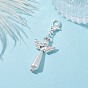 Acrylic Imitation Pearl Pendant Decorations, with Alloy Findings, Angel
