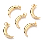 Brass Micro Pave Clear Cubic Zirconia Pendants, with Jump Rings, Moon