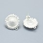 Alloy Stud Earring Findings, with Loop, Brass Pins and Ear Nuts/Earring Backs, Long-Lasting Plated, Sunflower