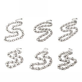 Handmade 304 Stainless Steel Necklaces, Flat Round Chains Necklaces