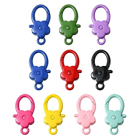 10Pcs Spray Painted Alloy Lobster Claw Clasps, Flower