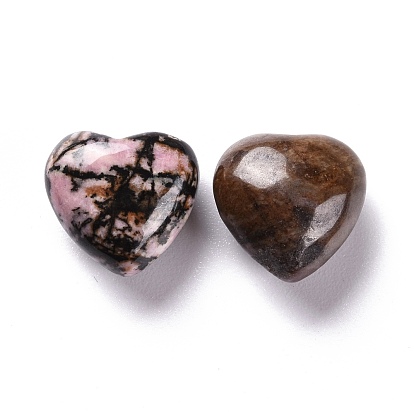 Natural Rhodonite Heart Love Stone, Pocket Palm Stone for Reiki Balancing