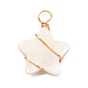 Natural Freshwater Shell Pendants, with Real 18K Gold Plated Eco-Friendly Copper Wire, Star