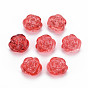 Transparent Baking Painted Glass Beads, Rose