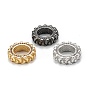 Brass Micro Pave Clear Cubic Zirconia European Beads, Long-Lasting Plated, Large Hole Bead, Tyre
