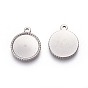 304 Stainless Steel Pendant Cabochon Settings, Flat Round