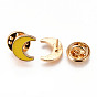 Alloy Enamel Brooches, Enamel Pin, with Brass Butterfly Clutches, Moon, Light Gold, Cadmium Free & Nickel Free & Lead Free