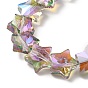 Transparent Electroplate Glass Beads Strands, Faceted, Half Plated, Star