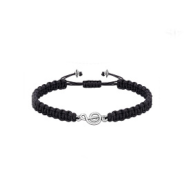 Musical Note Link Bracelet, Cloth Woven Cord Braided Adjustable Bracelet