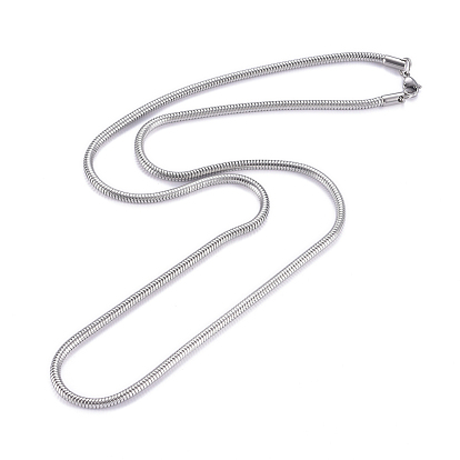 304 Stainless Steel Round Snake Chains Necklaces, with Lobster Claw Clasp