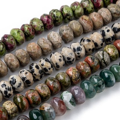 Natural & Synthetic Gemstone Beads, Faceted Rondelle, 8x5mm, Hole: 1mm, about 76pcs/strand, 15.2 inch