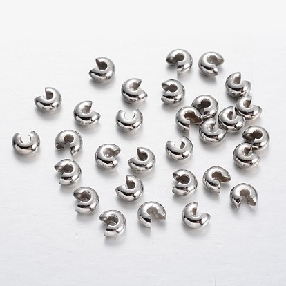 Brass Crimp Beads Covers, 5mm, Hole: 3mm