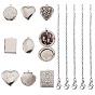 DIY Locket Pendant Necklace Making Kit, Including Oval & Heart & Shell & Book & Flat Round 304 Stainless Steel Diffuser Locket & Photo Frame Pendants, Cable Chains Necklace