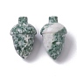 Perles de jaspe tache verte naturelle, pas de trous / non percés, pour création de fil enroulé pendentif , aveline