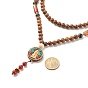 Буддийское ожерелье, плоское круглое ожерелье с подвеской guan yin, украшения из смешанных драгоценных камней для женщин