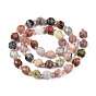 Natural Plum Blossom Jasper Beads Strands, with Seed Beads, Faceted Bicone Barrel Drum