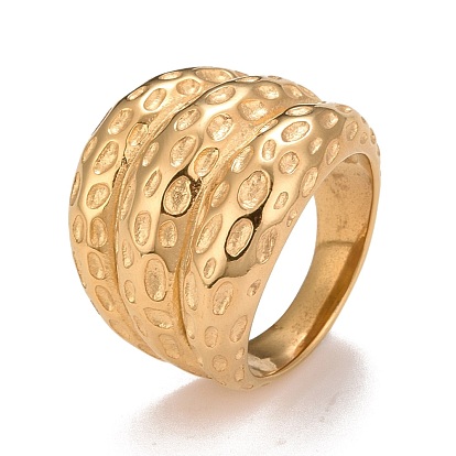 304 Stainless Steel Textured Chunky Finger Ring for Women