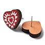 Valentine's Day Theme Printing Wood Stud Earrings for Women, with 316 Stainless Steel Pins