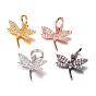 Brass Micro Pave Cubic Zirconia Charms, Dragonfly