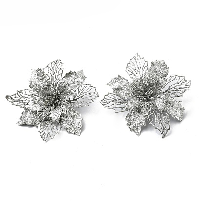 Plastic Glitter Artificial Flower, for Christmas Tree Decorations