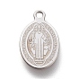 Ion Plating(IP) 304 Stainless Steel Pendants, Laser Cut, Oval, Saint Benedict Medal