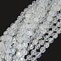 Natural White Topaz Beads Strands, with Seed Beads, Faceted, Bicone, Double Terminated Point Prism Beads