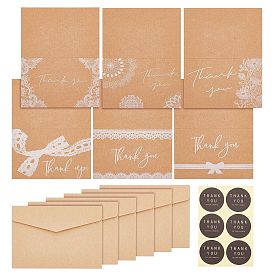 Thanksgiving Day Theme Kraft Paper Gift Card, with Envelope and Thank You Stickers