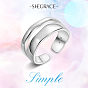 SHEGRACE 925 Sterling Silver Cuff Rings, Open Rings, with 925 Stamp