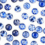 Azul y blanco cabujones de vidrio impresos, media vuelta / cúpula