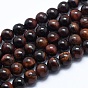 Natural Tiger Eye Bead Strands, Dyed & Heated, Round, Grade AB