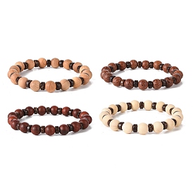Wooden Beaded Bracelet Sets, Coconut Bead Stretch Bracelets for Women Men
