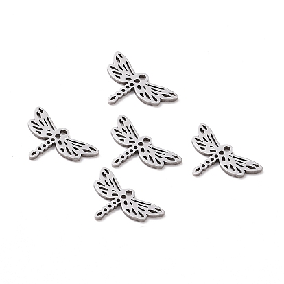 201 Stainless Steel Filigree Joiners Links, Laser Cut, Dragonfly