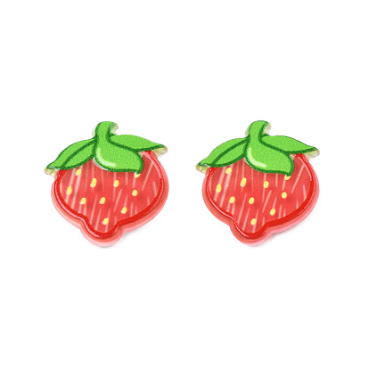 Cabochons acryliques imprimés, fraise