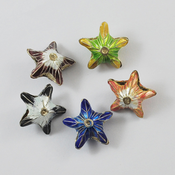 Perles en cloisonné, étoiles, 19x19x12mm, Trou: 2mm