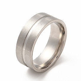 201 Stainless Steel Grooved Finger Ring Settings, Ring Core Blank, for Inlay Ring Jewelry Making