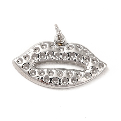 304 Configuración de diamantes de imitación colgante del acero inoxidable, con anillos de salto abiertos, forma de labio