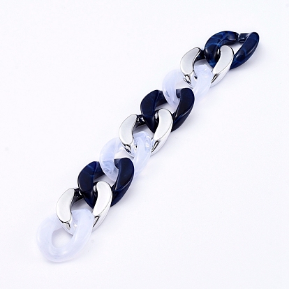 Imitation Gemstone Style Handmade Acrylic Curb Chains, with CCB Plastic Linking Ring
