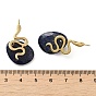 Natural Gemstone Faceted Pendants, Ion Plating(IP) Golden Tone 304 Stainless Steel Snake Charms