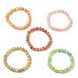 5 piezas 5 conjunto de pulseras elásticas con cuentas redondas de vidrio craquelado de color
