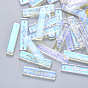 Connecteurs de liens en verre transparent, de couleur plaquée ab , rectangle