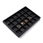 Stackable Wood Display Trays Covered By Black Leatherette, 24 Compartments