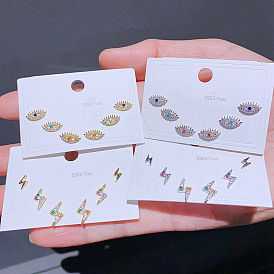 Stylish Devil Eye Lightning Earrings Set with Colorful Zirconia, 925 Silver Pins