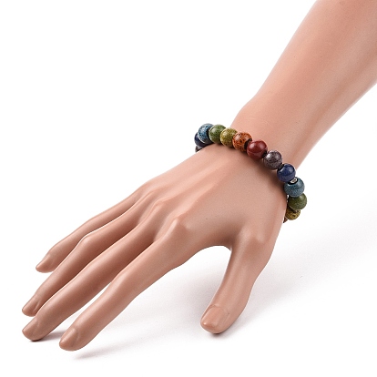 Bracelet extensible en perles de porcelaine colorées faites à la main de style ethnique pour femme
