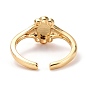 Flower with Virgin Mary Cubic Zirconia Cuff Ring, Real 18K Gold Plated Brass Open Ring for Women, Lead Free & Cadmium Free